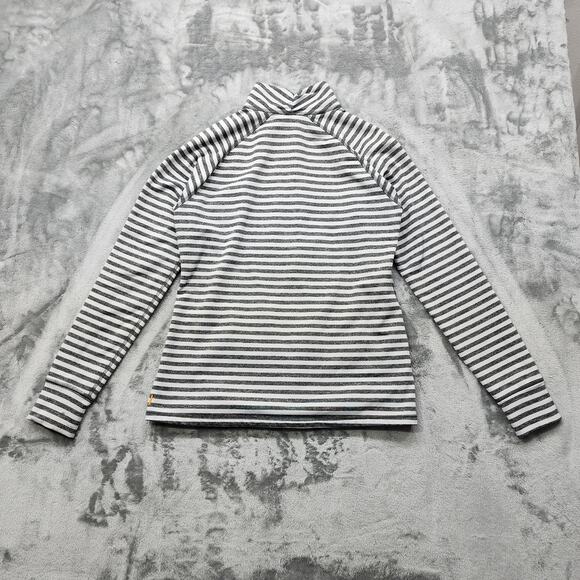 Lucy Top Womens L Gray White Striped Half Zip Pullover Thumbholes Long Sleeves - Picture 3 of 9